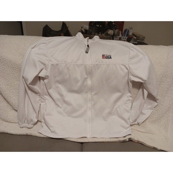 Vtg Olympic Committee Jacket Mens XL White Full Zip Team USA Track Sports - Picture 1 of 4